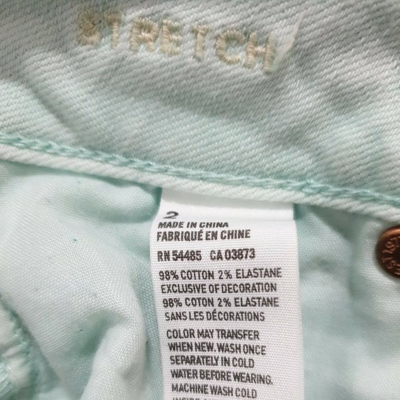 American Eagle Women Girls Jean Short Shorts Size 2 Daisy Dukes Seafoam Destress - Picture 8 of 12